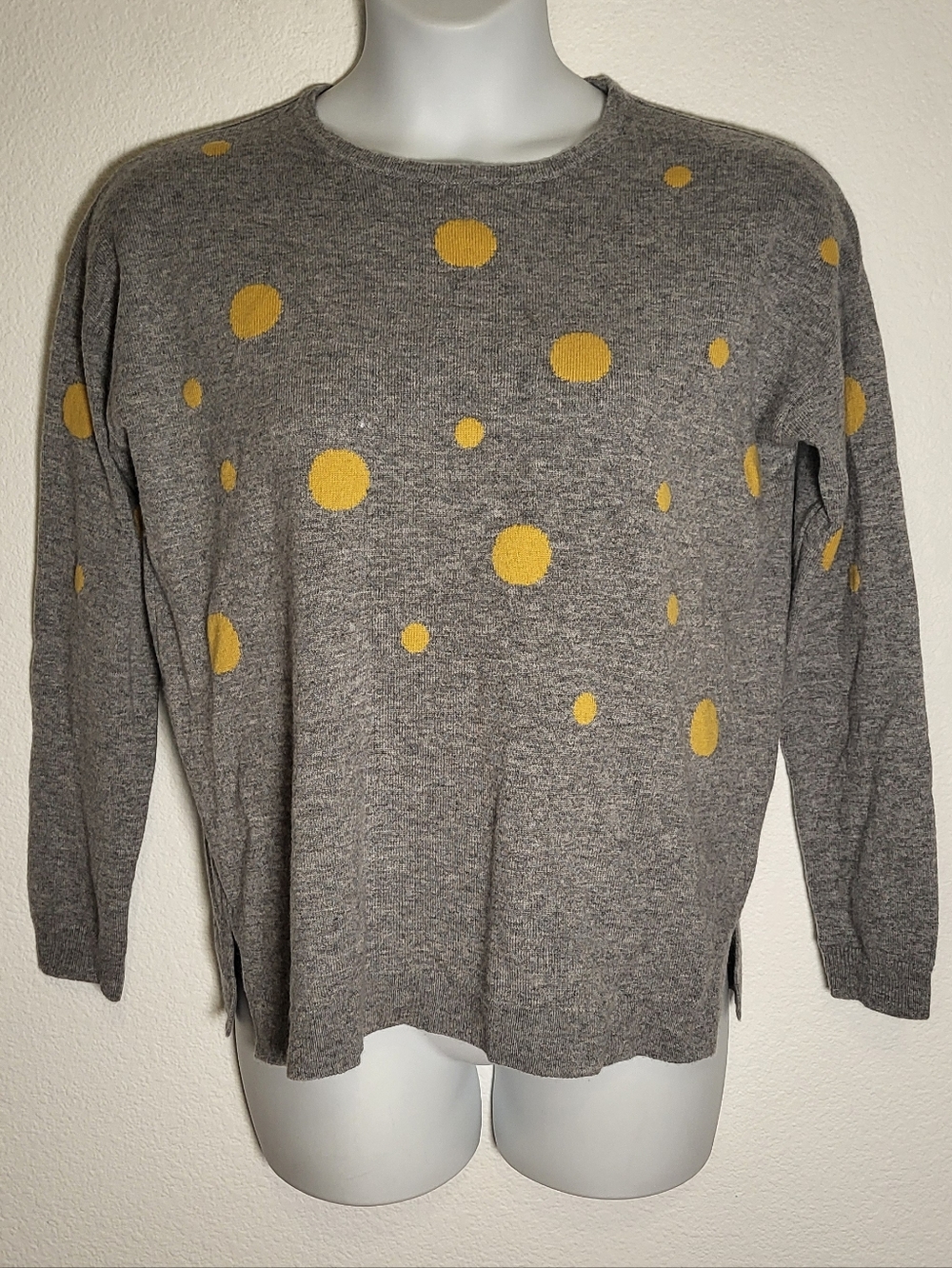 WoolOvers Polka Dot Merino Wool Cashmere Blend Sweater size Medium